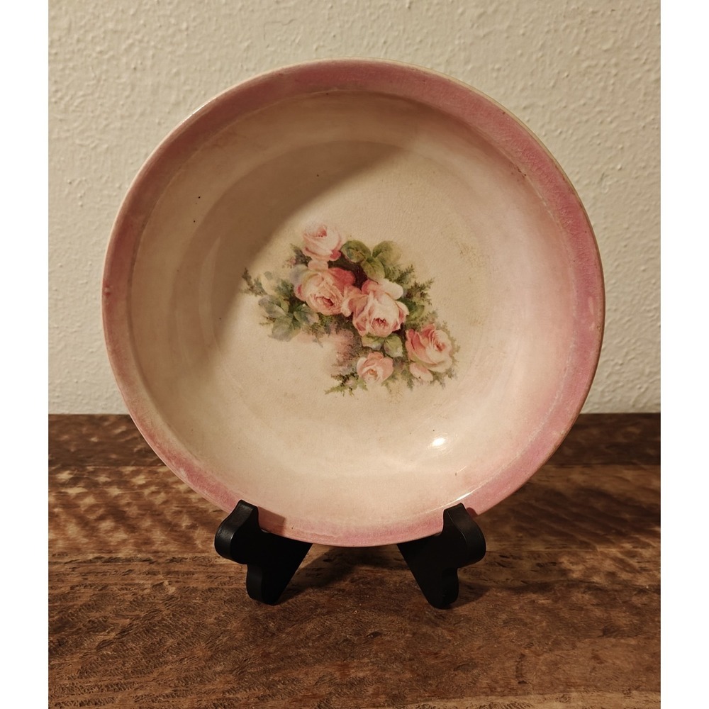 Antique 1920s Derwood Fruit Bowl Rose Pattern
